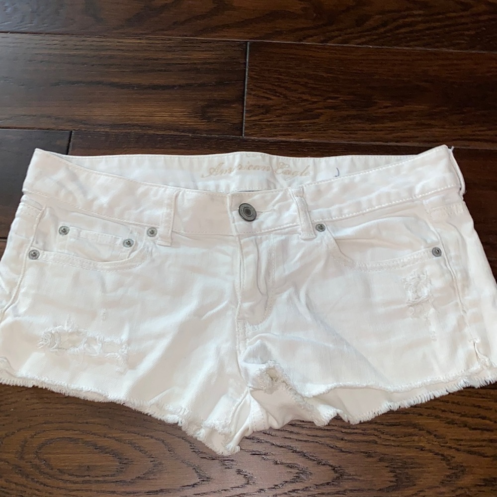 American Eagle Distressed white Jean shorts